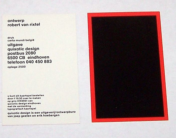 Carta Mundi "een kaartspel" Playing Cards, Ltd. Ed. (2500), Robert Van Rixtel Designs, c.1985 Carta Mundi "een kaartspel" Playing Cards, Ltd. Ed. (2500), Robert Van Rixtel Designs, c.1985