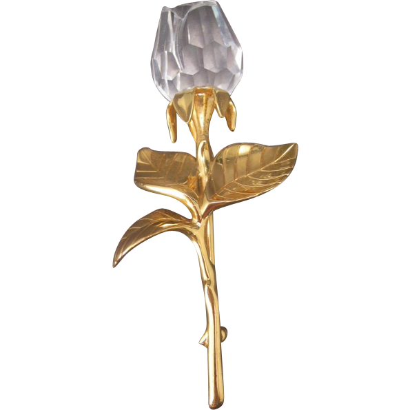 Signed Swarovski Rose Brooch from twosisters75 on Ruby Lane