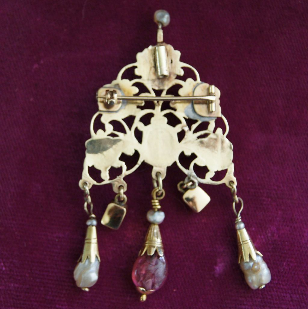 Antique Emerald, Ruby & Pink Tourmaline Brooch Antique Emerald, Ruby & Pink Tourmaline Brooch