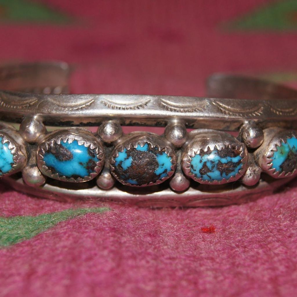 1930's Bisbee Turquoise Navajo Bracelet 1930's Bisbee Turquoise Navajo Bracelet