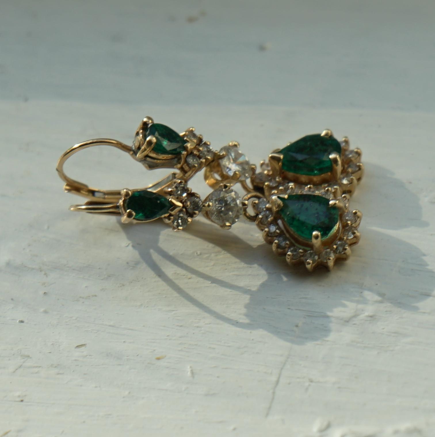 Vintage Emerald and Diamond Earrings Vintage Emerald and Diamond Earrings