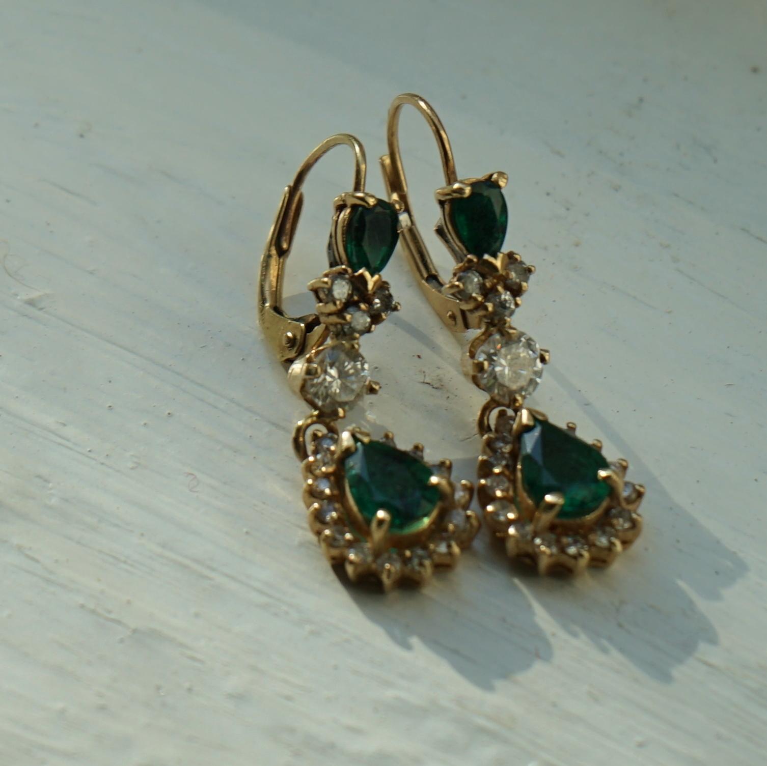 Vintage Emerald and Diamond Earrings Vintage Emerald and Diamond Earrings