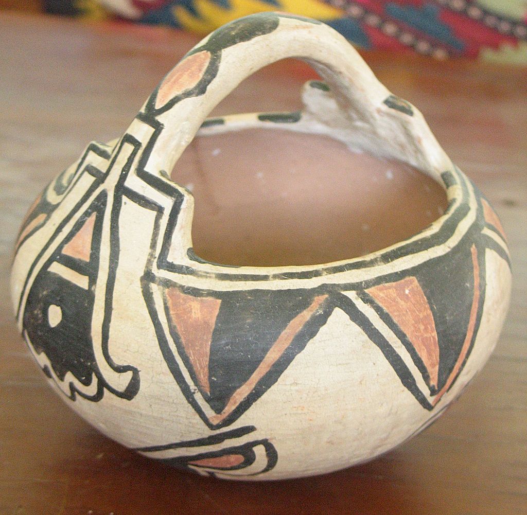 Early Santo Domingo Polychrome Basket Pot Early Santo Domingo Polychrome Basket Pot