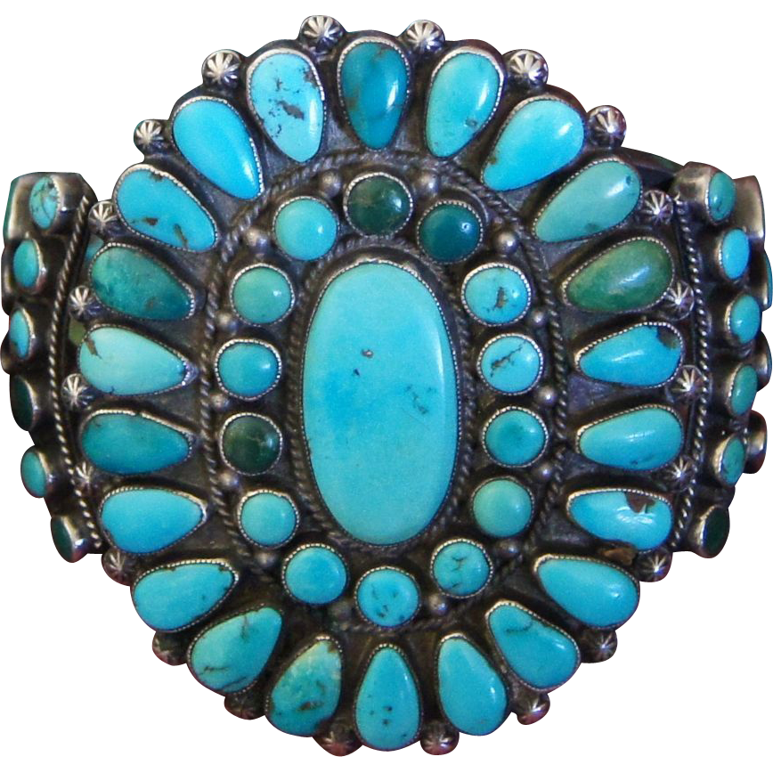 Native American Turquoise Cluster Bracelet Native American Turquoise Cluster Bracelet