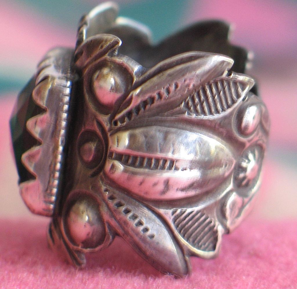 Spanish Colonial Foil Backed Faceted Glass Ring Spanish Colonial Foil Backed Faceted Glass Ring