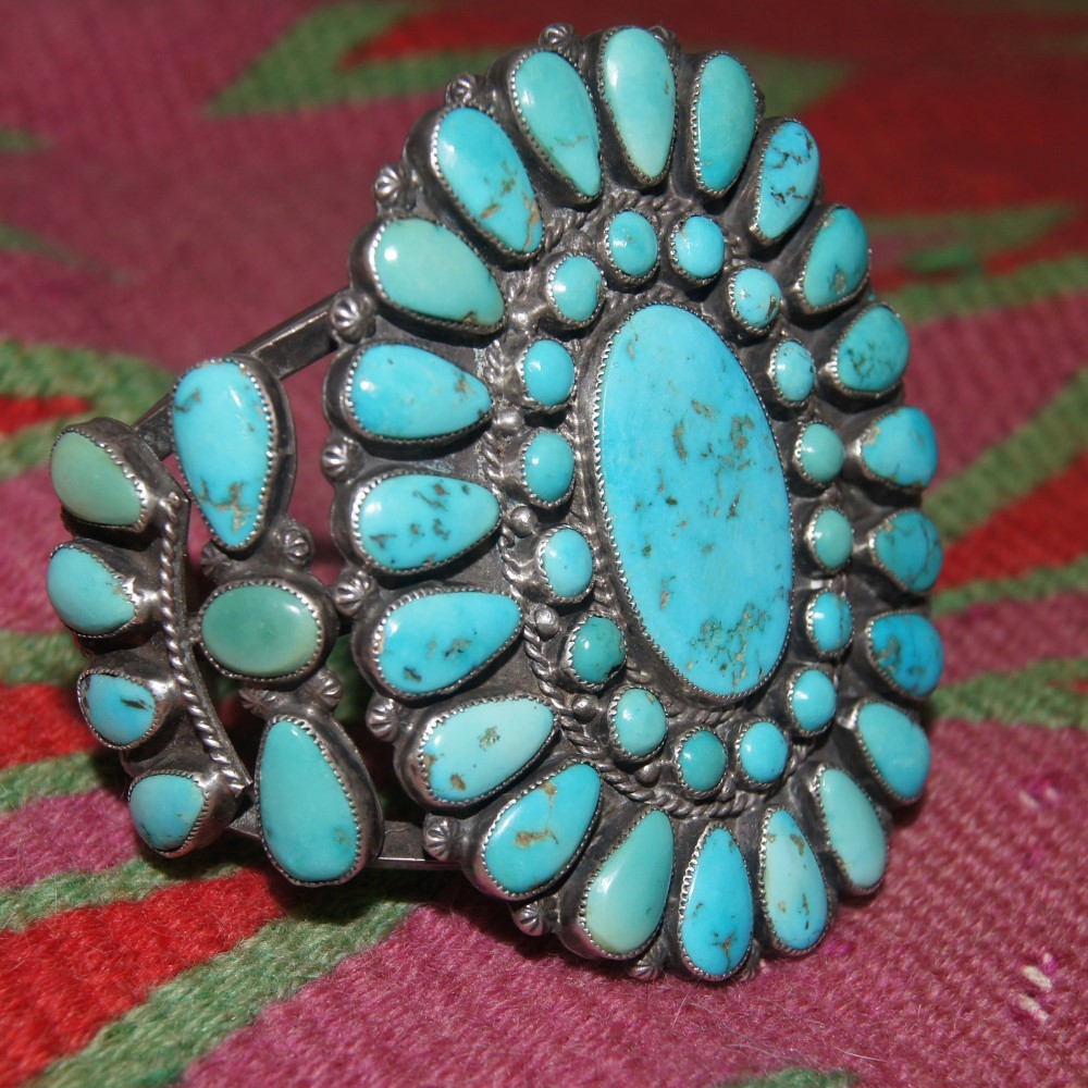 Blue Gem Navajo Cluster Bracelet Blue Gem Navajo Cluster Bracelet