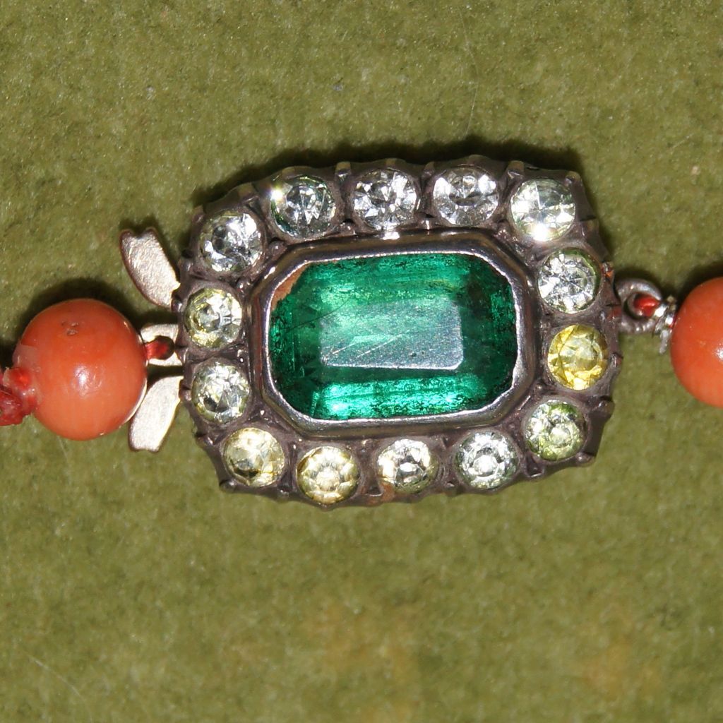 Victorian Coral Necklace With Antique Paste Clasp Victorian Coral Necklace With Antique Paste Clasp