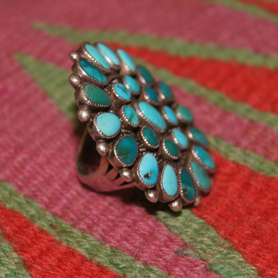 Vintage Zuni Turquoise Cluster Ring Vintage Zuni Turquoise Cluster Ring