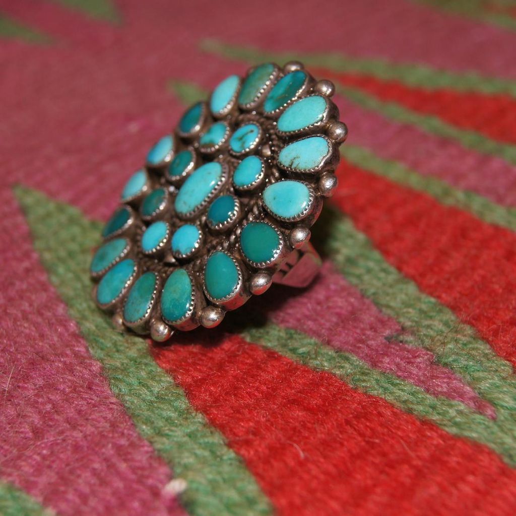 Vintage Zuni Turquoise Cluster Ring Vintage Zuni Turquoise Cluster Ring