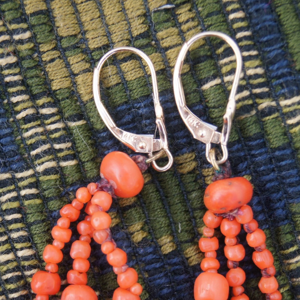 Victorian Coral Tassel Earrings Victorian Coral Tassel Earrings