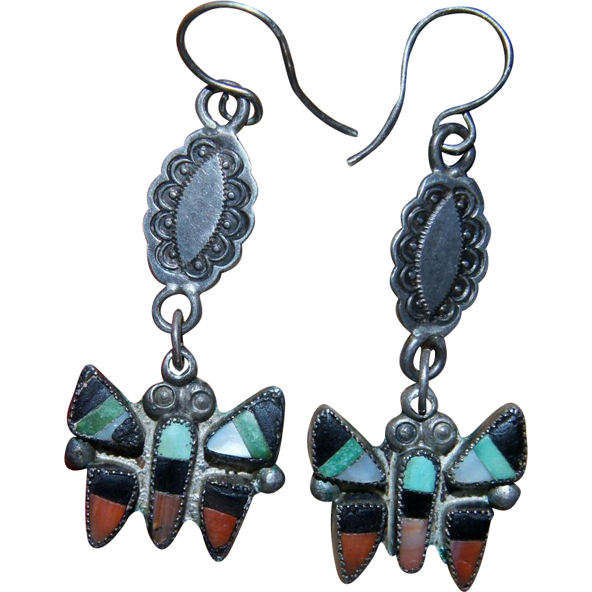 Vintage Zuni Butterfly Earrings Vintage Zuni Butterfly Earrings