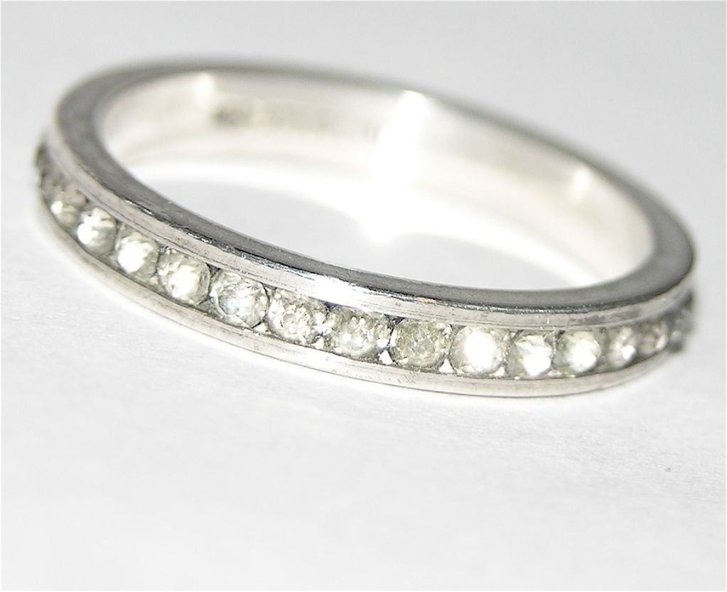 Uncas Sterling Silver Clear Rhinestone Eternity Ring ~ Size 5