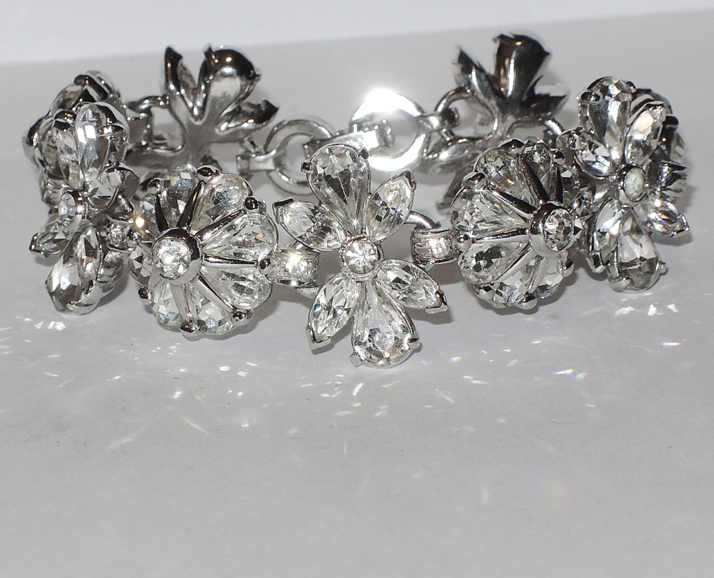 Pennino 1950's Floral Rhinestone Bracelet Pennino 1950's Floral Rhinestone Bracelet