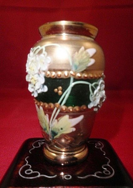 Vintage Miniature Murano Glass Vase, w/ Gilding & Applique-Circa 1920-1930 Vintage Miniature Murano Glass Vase, w/ Gilding & Applique-Circa 1920-1930