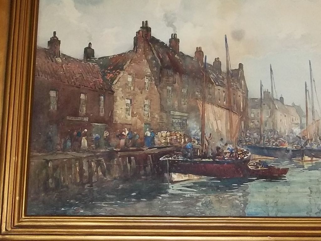 Antique Painting Water Color John Aitken Scotland Herring Boats Listed Artist Antique Painting Water Color John Aitken Scotland Herring Boats Listed Artist