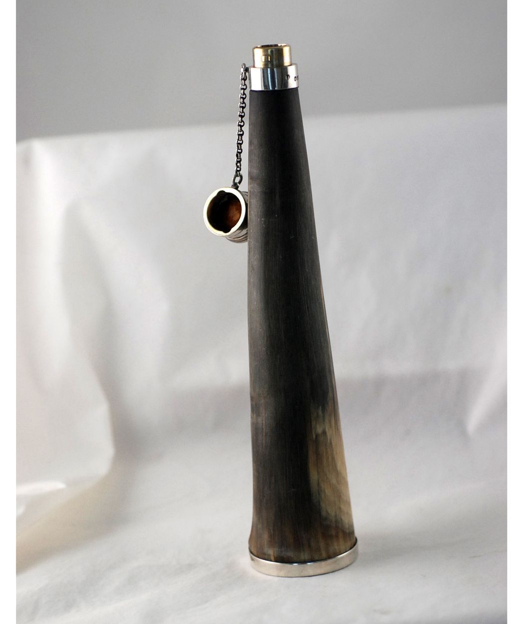 Antique Silver and Horn Drinks Liquor Flask- London 1867 Antique Silver and Horn Drinks Liquor Flask- London 1867