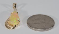 Fine Estate 14K Gold Diamond Solid Yellow Crystal Opal Pendant Fine Estate 14K Gold Diamond Solid Yellow Crystal Opal Pendant