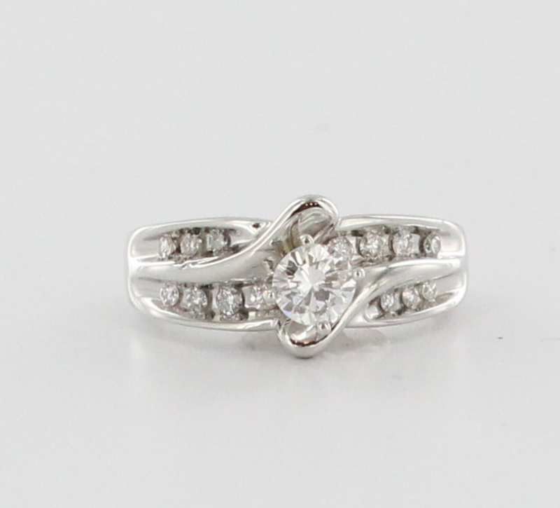 Estate White Gold Diamond Engagement Wedding Ring Combination Fine Jewelry Estate White Gold Diamond Engagement Wedding Ring Combination Fine Jewelry