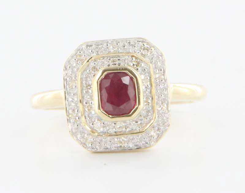 Estate 14K Yellow White Gold Ruby Diamond Cocktail Birthstone Ring Estate 14K Yellow White Gold Ruby Diamond Cocktail Birthstone Ring
