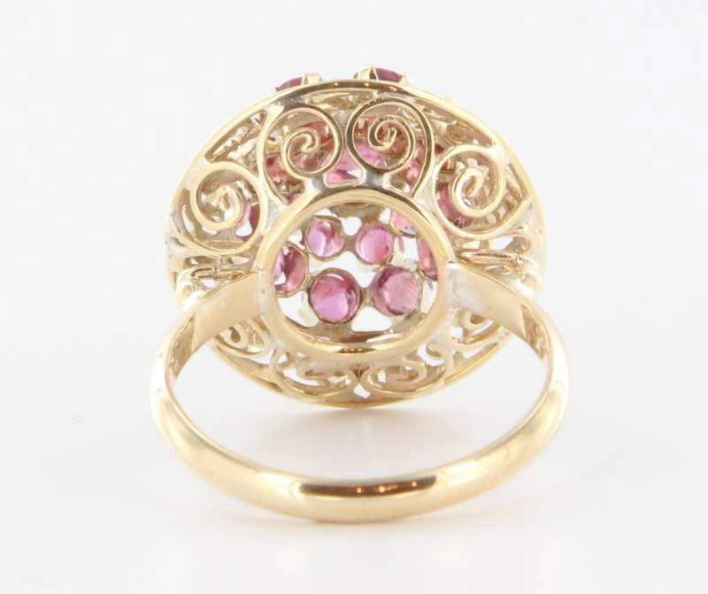 Art Nouveau 14K Yellow Gold Ruby Ballerina Ring Cocktail Cluster Estate Jewelry Art Nouveau 14K Yellow Gold Ruby Ballerina Ring Cocktail Cluster Estate Jewelry