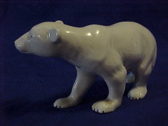 White Porcelain Polar Bear Black Nose Eyes Blue Wagner & Apel. Crown Mark White Porcelain Polar Bear Black Nose Eyes Blue Wagner & Apel. Crown Mark