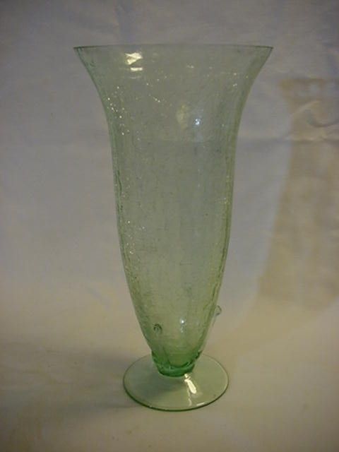 Crackle Glass Tall Vase Light Green Art Glass Crackle Glass Tall Vase Light Green Art Glass