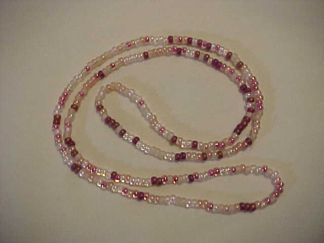Glass Bead Necklace Red Pink Clear Iridescence Glass Bead Necklace Red Pink Clear Iridescence