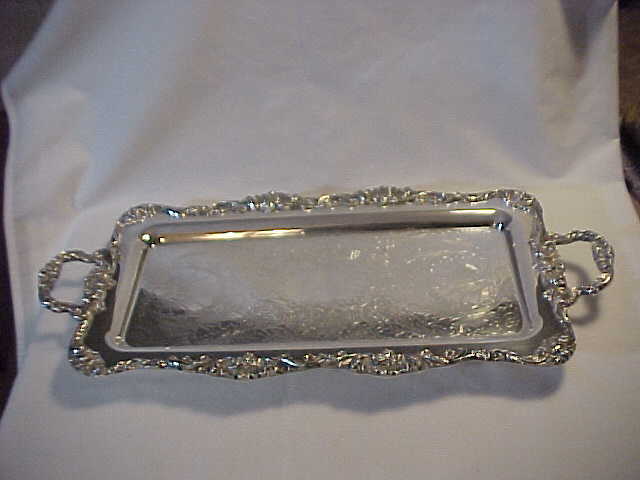 Large Vintage footed Handled Leonard Silver Heavy Tray Large Vintage footed Handled Leonard Silver Heavy Tray