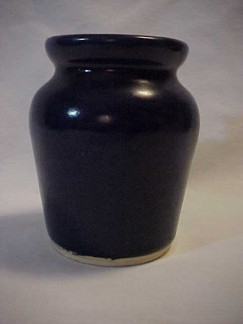 Dark Blue Pottery Vase Vermont Made Marked Roman Dark Blue Pottery Vase Vermont Made Marked Roman