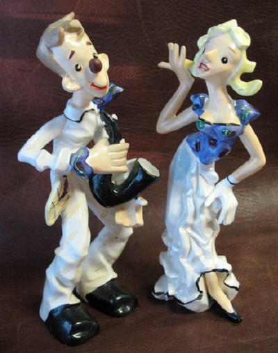 Dagwood and Blondie Figurines Cartoon or Comic Characters with Saxophone Japan Dagwood and Blondie Figurines Cartoon or Comic Characters with Saxophone Japan
