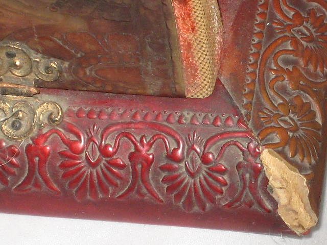 Huge Victorian Celluloid Upright Manicure Box with Swing-Out Sides & Some Contents Huge Victorian Celluloid Upright Manicure Box with Swing-Out Sides & Some Contents