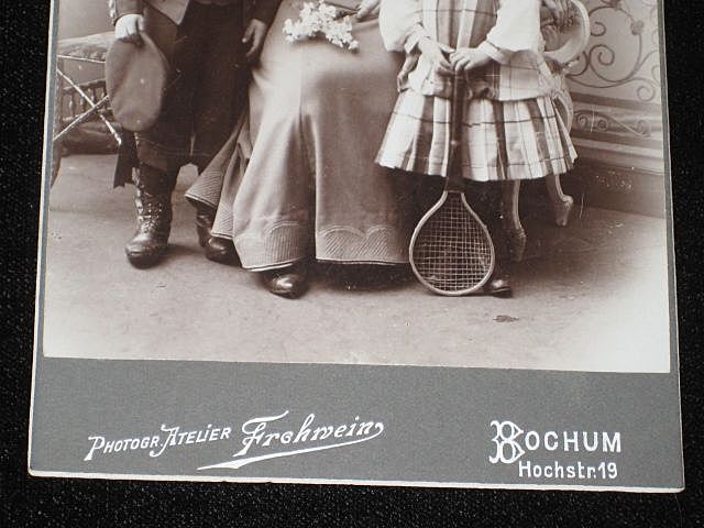 Antique German Cabinet Card-Mother & 3 Children-Young Girl with Badminton Racket Antique German Cabinet Card-Mother & 3 Children-Young Girl with Badminton Racket