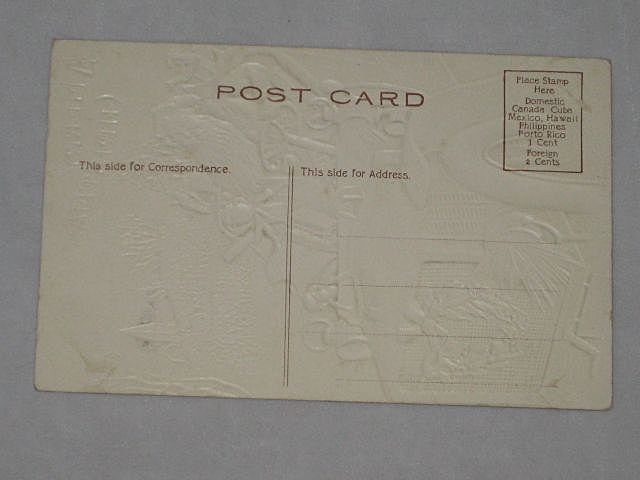 1908 Embossed Postcard of Santa Driving Car with Dolls, Toys-Unused 1908 Embossed Postcard of Santa Driving Car with Dolls, Toys-Unused