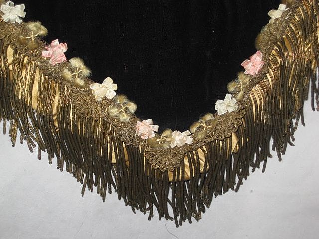 C. 20's Black Velvet Purse w/French Ribbon Work, Metallic Fringe & Trim w/Tasseled Metallic Rope C. 20's Black Velvet Purse w/French Ribbon Work, Metallic Fringe & Trim w/Tasseled Metallic Rope