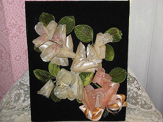 2DIE4Vintage Wax Floral Wedding Bridal Bouquet on Black Velveteen