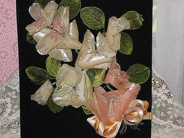 2DIE4-Vintage Wax Floral Wedding, Bridal Bouquet on Black Velveteen 2DIE4-Vintage Wax Floral Wedding, Bridal Bouquet on Black Velveteen