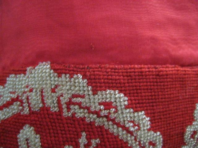 Vintage Red Taffeta Purse w/Beadwork & Needlepoint Vintage Red Taffeta Purse w/Beadwork & Needlepoint