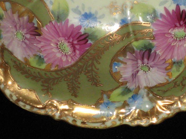 Vintage Hand Painted Floral Porcelain Bowl with Ornate Gold Gilt Vintage Hand Painted Floral Porcelain Bowl with Ornate Gold Gilt