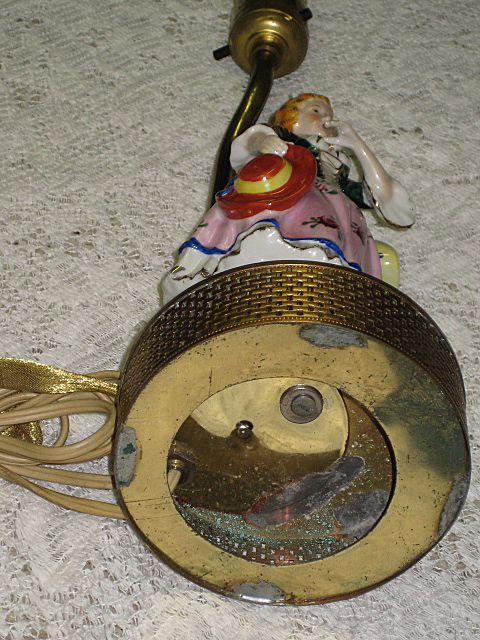 Vintage Hand Painted Porcelain Lady Figurine Lamp Vintage Hand Painted Porcelain Lady Figurine Lamp