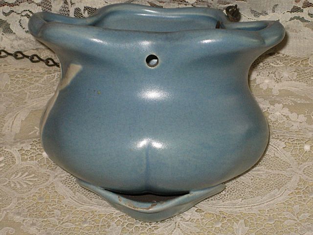 Vintage C. 30's Weller Blue Cameo Art Pottery Hanging Planter Vintage C. 30's Weller Blue Cameo Art Pottery Hanging Planter