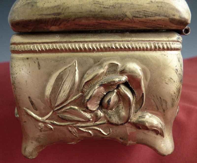 Antique glove box ormolu spelter Art Nouveau Antique glove box ormolu spelter Art Nouveau