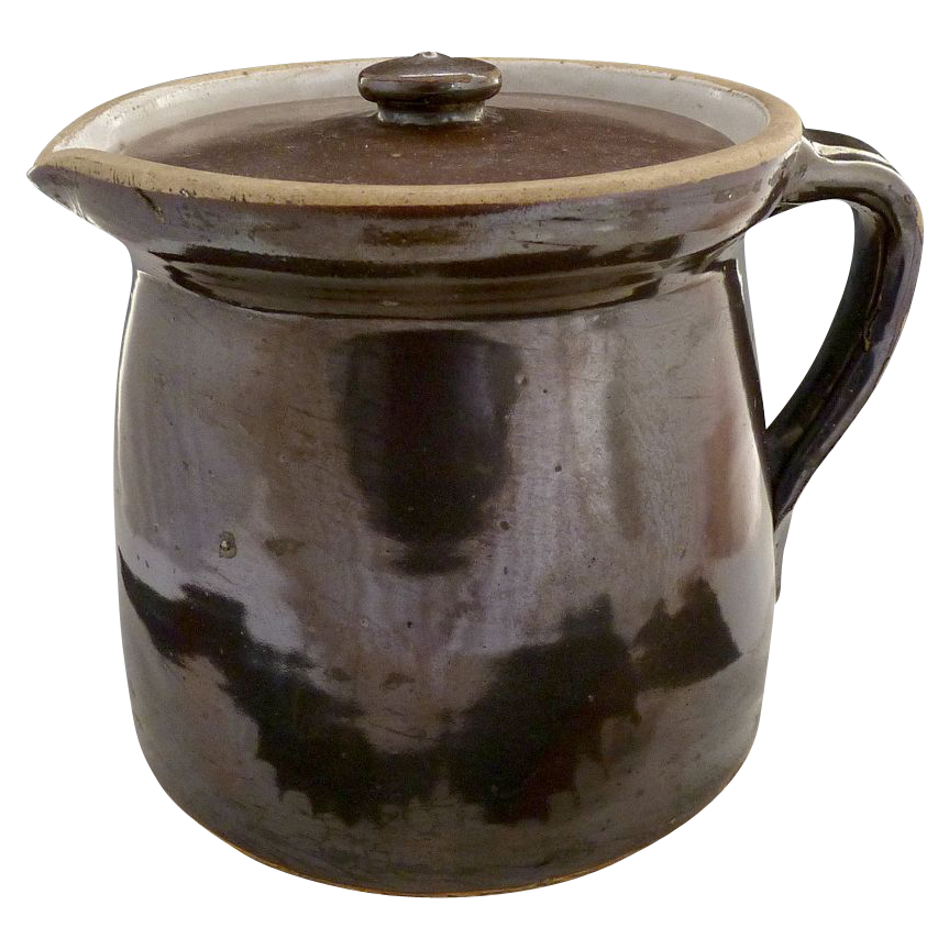 Vintage batter pitcher pancakes maple syrup covered brown glaze Vintage batter pitcher pancakes maple syrup covered brown glaze