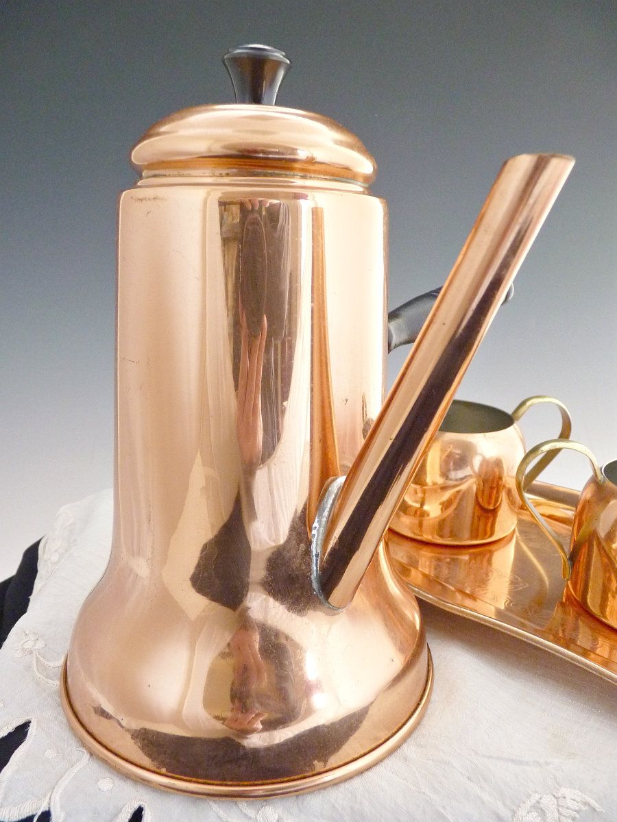 Vintage copper coffee set French handle Coppercraft Guild c.1975 from