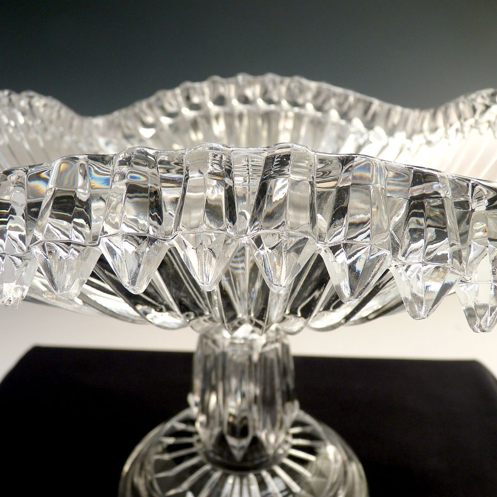 Antique glass compote square tall standard Chandelier pattern O'Hara Glass c. 1888 Antique glass compote square tall standard Chandelier pattern O'Hara Glass c. 1888