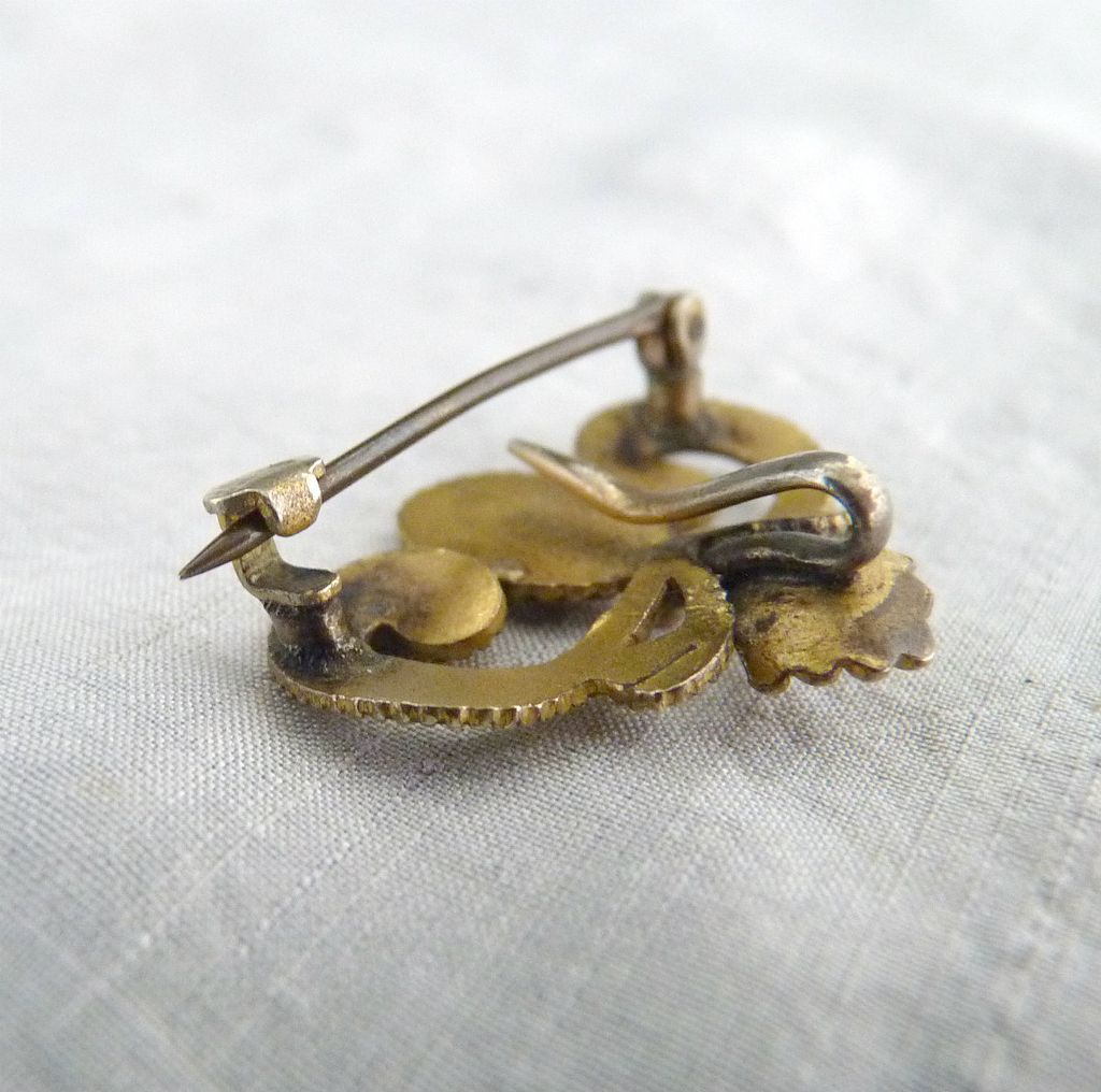 Antique watch lapel pin reverse monogram B c. 1880s Antique watch lapel pin reverse monogram B c. 1880s