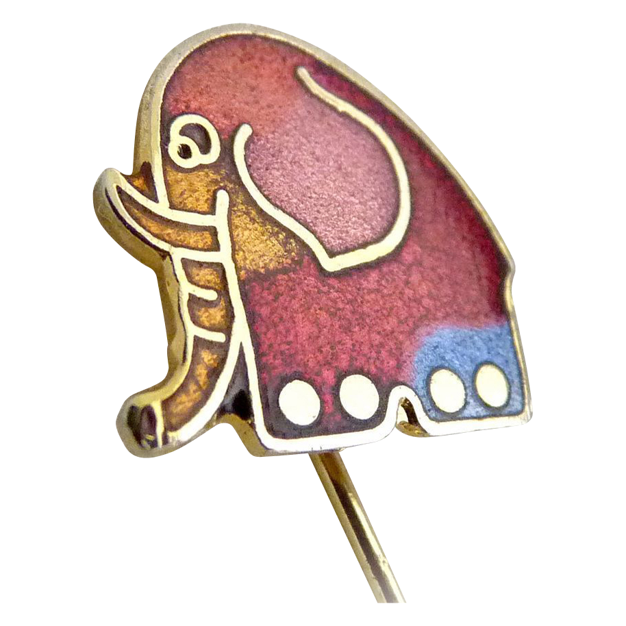 Vintage scarf pin elephant guilloche enameled Pachyderm Vintage scarf pin elephant guilloche enameled Pachyderm