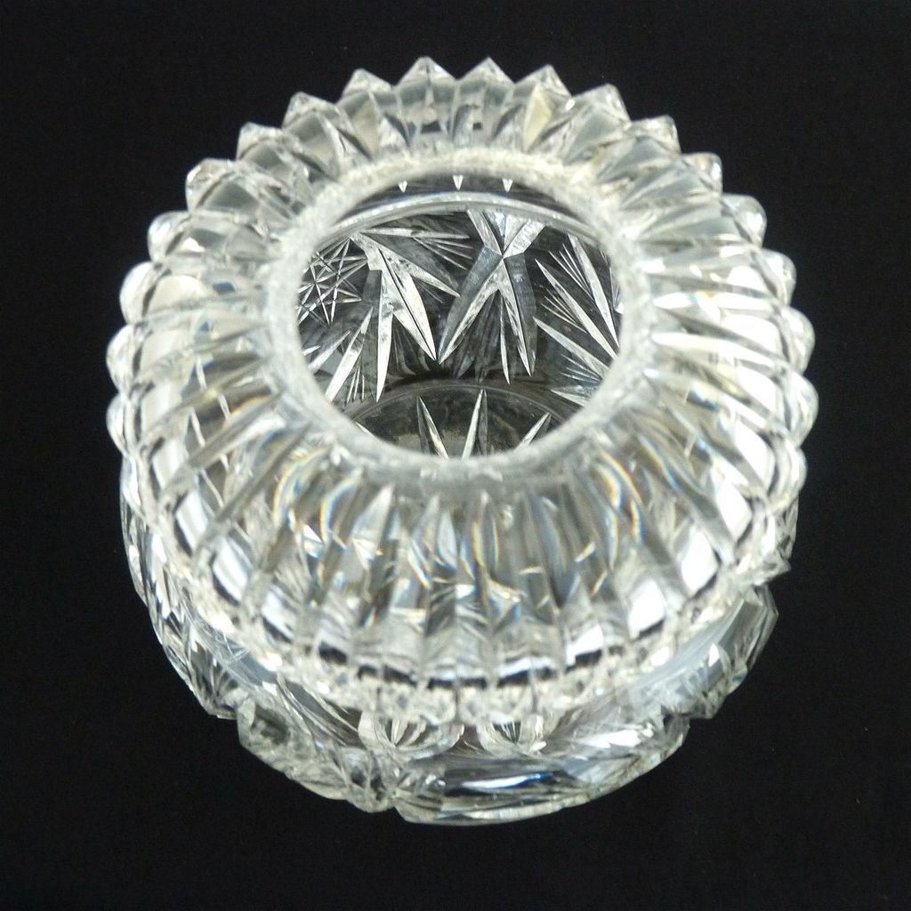 Antique brilliant cut glass hair receiver pinwheels stars from