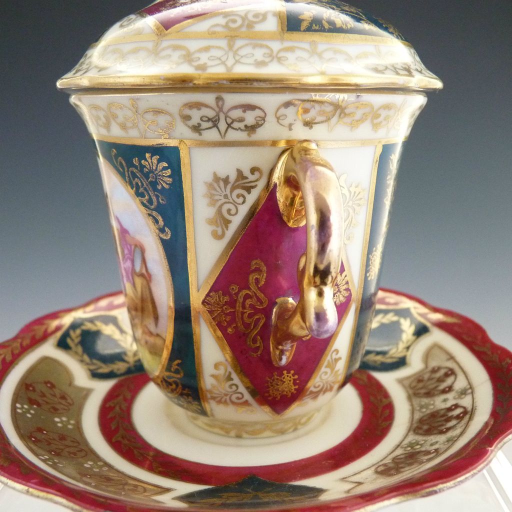 Antique porcelain trembleuse cup saucer Austria Wheelock c. 1890s Antique porcelain trembleuse cup saucer Austria Wheelock c. 1890s