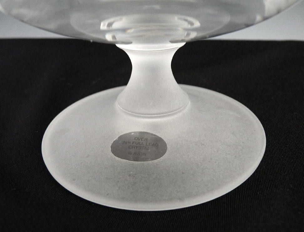 Avon crystal candy dish hummingbird frosted glass base from