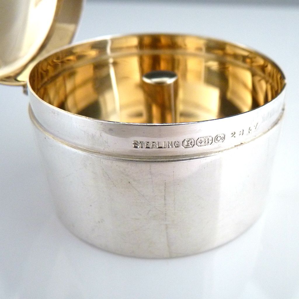 Vintage sterling silver stamp dispenser gold vermeil from